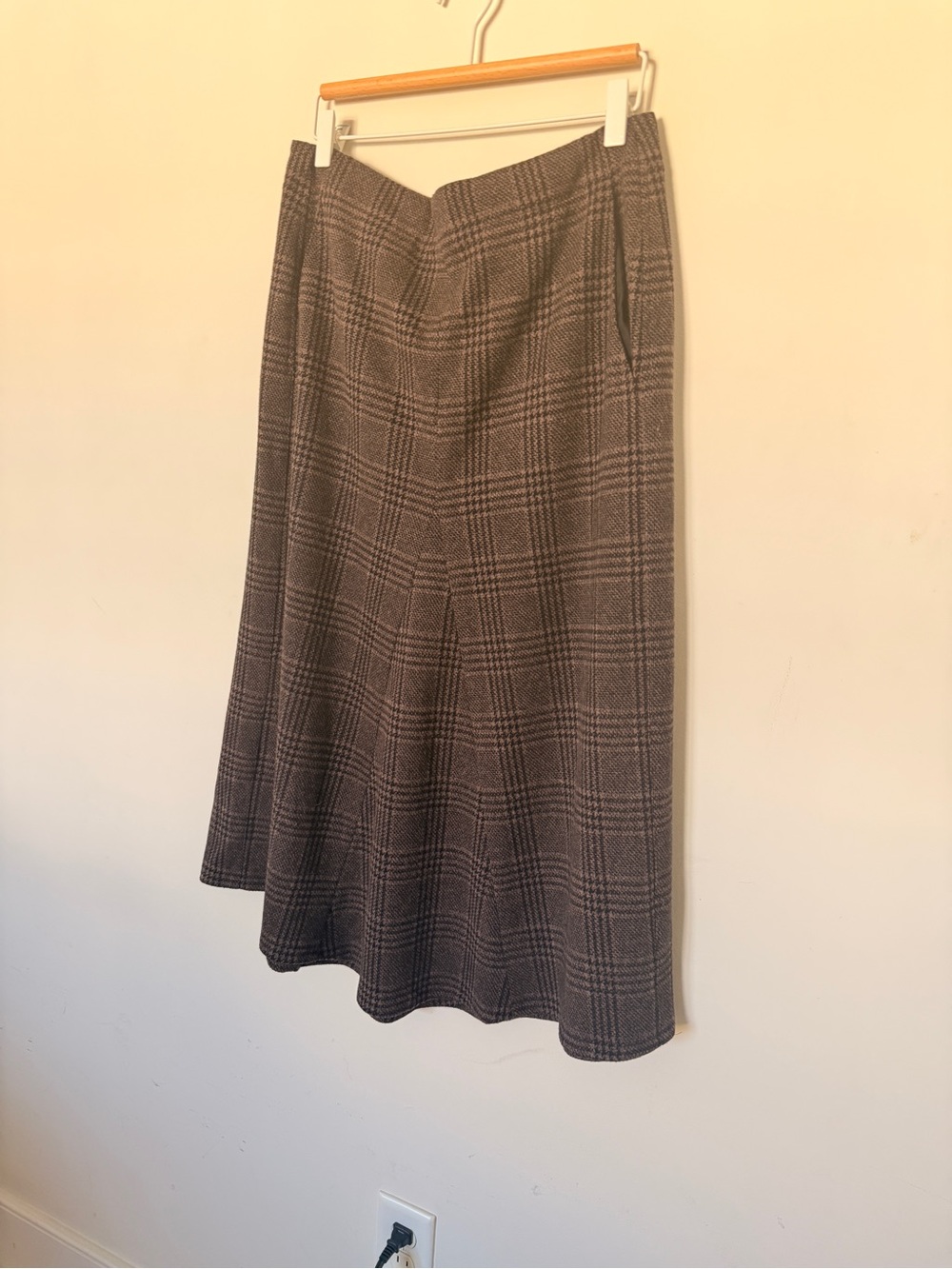Tibi Lutz Knit Godet Midi plaid A-Line Midi Skirt - Picture 3 of 10